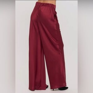 Renee C. Burgundy Wide-Leg Pants
